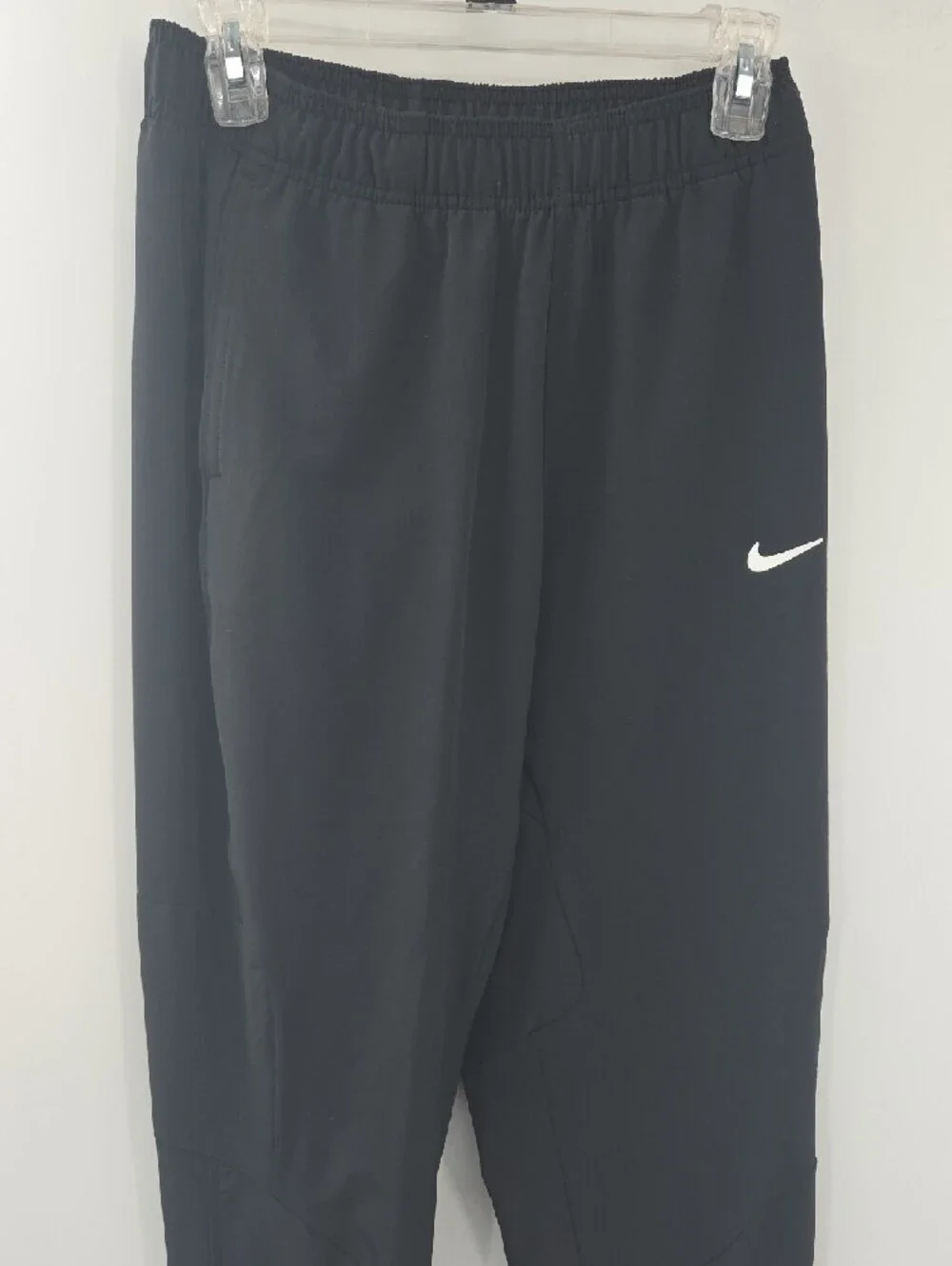 Nike Black Mens Lightweight Track Pants with White Swoosh